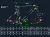 Geometría del cuadro Aero 01 por talla (450, 480, 510 y 540)