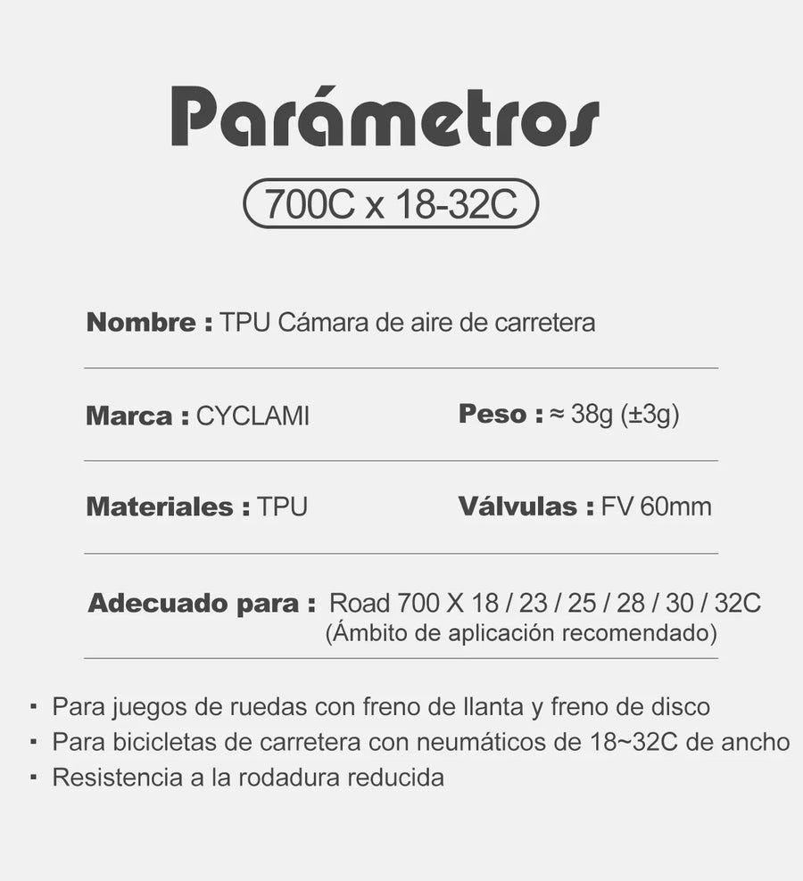 Cámaras TPU 700c, detalle 6